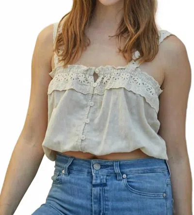 By Together Amara Button Down Lace Tank Top In Ivory In Multi