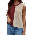 By Together Amara Sleeveless Sweater Vest Top In Burgundy Taupe In Burgundy