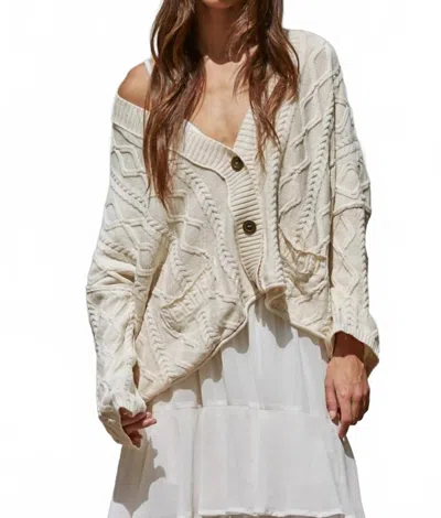 By Together Anais Cable Knit Cardigan In White
