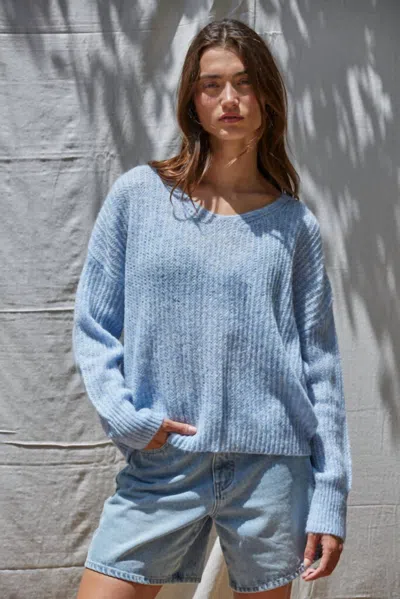 By Together Annika Wide Ribbed Sweater In Light Blue