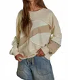 By Together Avenel Pullover Crewneck Sweatshirt In Beige In Neutral