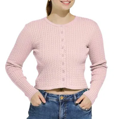 By Together Avon Cable Knit Cardigan In Ballet Pink