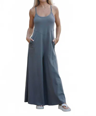 By Together Back To It Jumpsuit In Charcoal In Blue