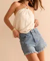 By Together Beginner's Luck Denim Shorts In Multi