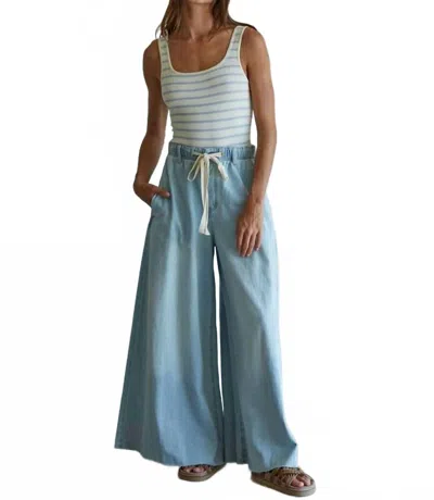 By Together Bell Jar Wide Leg Pants In Light Denim In Blue