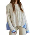 By Together Blakely Sweater In Cream Blue In Neutral