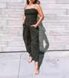 By Together Boho Tribal Print Smocked Bodice Jumpsuit In Black