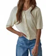 By Together Bonjour Cable Knit Cardigan Top In Cream In Multi