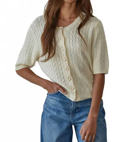 By Together Bonjour Cable Knit Cardigan Top In Cream In Neutral