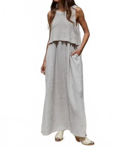By Together Braylee Sweater Layered Dress In Misty Grey In White