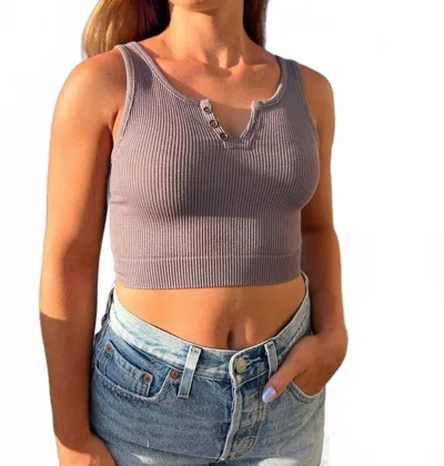 By Together Bryer Ribbed Crop Top In Gray