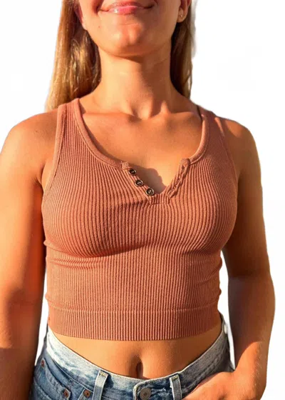 By Together Bryer Ribbed Crop Top In Rust In Brown