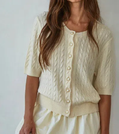 By Together Cable Knit Cardigan Sweater In Cream In White