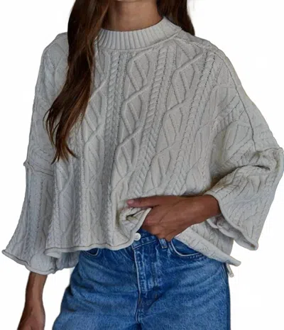 By Together Cable Knit Crew Neck Sweater In Natural In White