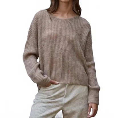 By Together Calla Long Sleeve Sweater In Mocha In Gray