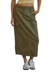 By Together Cargo Midi Skirt In Olive In Green
