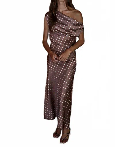 By Together Catherine Maxi Dress In Chocolate & Pink Polka Dot In Brown