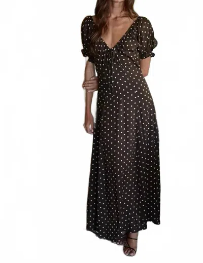 By Together Charlie Polka Dot Maxi Dress In Espresso In Brown