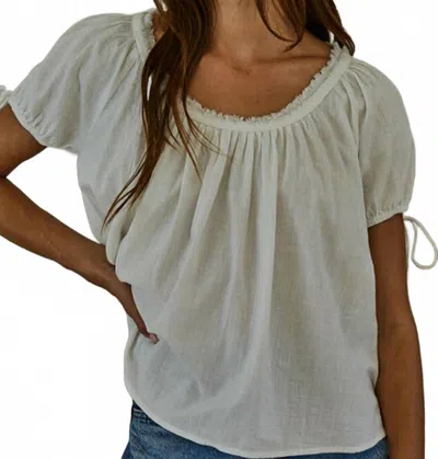 By Together Charmed Tie Detail Sleeve Top In Off White In Gray