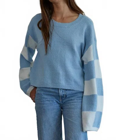 By Together Checkmate Sweater In Surf Blue