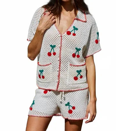 By Together Cherry Knit Sweater Set In Off White In Gold