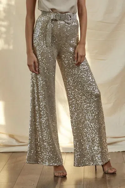 By Together Club Colby Pants In Gold/silver