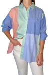 By Together Color Block Button Down Shirt In Multi In Multi