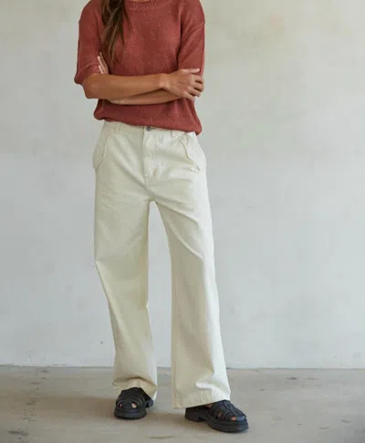 By Together Costa Blanca Denim Straight Leg Pants In Cream