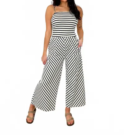 By Together Cotton Blend Strapless Jumpsuit In Cream In Multi