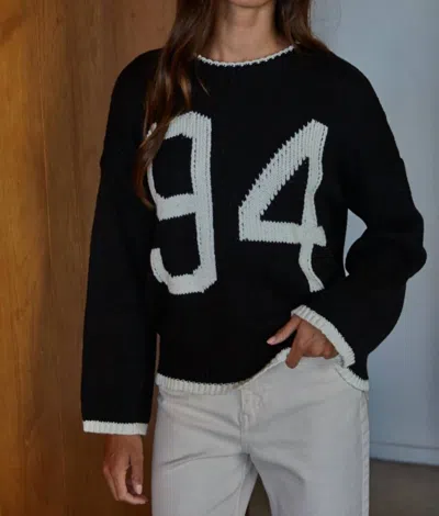 By Together Cotton Crew Neck 94 Graphic Sweater In Black