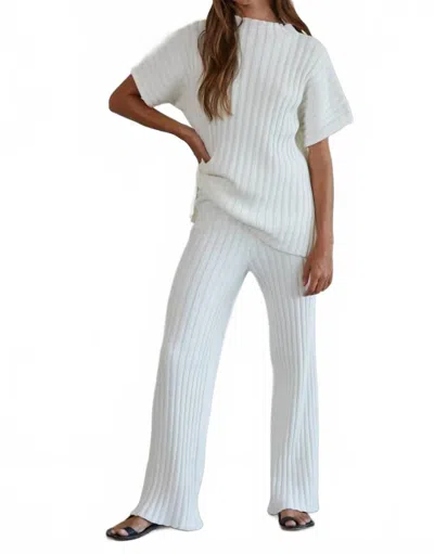 By Together Cotton Ribbed Pants In Ivory In White