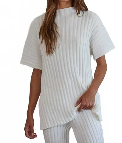 By Together Cotton Ribbed Pullover In Ivory In White