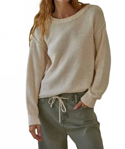 By Together Crew Neck Long Sleeve Pullover Top In Ivory In Nude