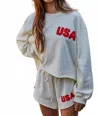 By Together Crew Pullover With Usa Patch In Ivory In Multi