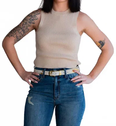 By Together Crews Ribbed Tank In Nude In Neutral