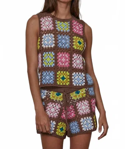 By Together Crochet Shorts In Brown Multi
