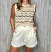 By Together Crop Shorts In Cream In White