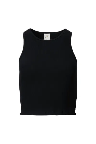 By Together Knit Sweater Crew Neck Sleeveless Crop Top In Black