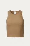 By Together Cropped Ribbed Stretch-cotton Top In Mocha In Multi