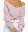 By Together Cross Sweater In Pink In Purple