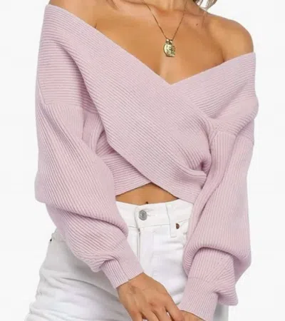By Together Cross Sweater In Pink In Purple