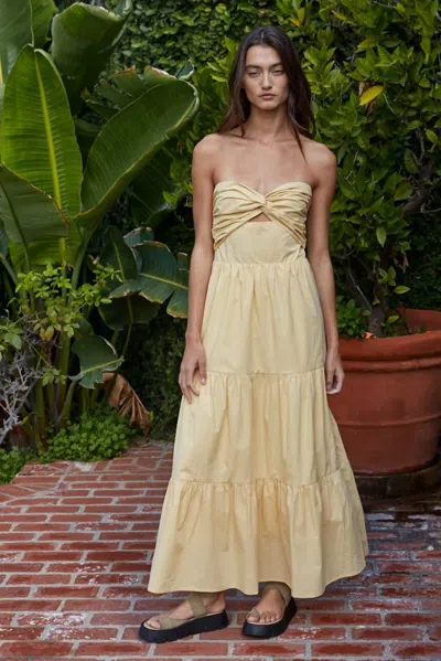 By Together Crystal Strapless Midi Dress In Yellow