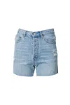By Together Distressed Frayed High-rise Denim Shorts In Light Blue