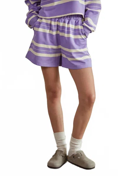 By Together Dakota Striped Shorts In Lilac Cream In Purple