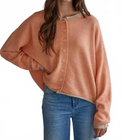 By Together Darcie Contrast Cardigan In Multi In Orange