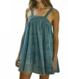 By Together Darling Maxwell Mini Dress With Side Pockets And Back Tie Strap Detail In Denim In Blue