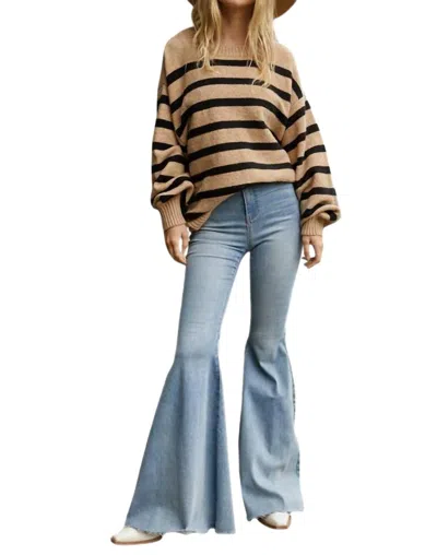 By Together Davis Striped Sweater In Mocha In Brown