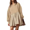 By Together Day By Day Mini Dress In Taupe In Grey