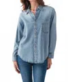 By Together Denim Button Up Top In Blue In Blue