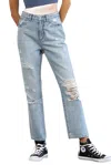By Together Distressed High-rise Straight-leg Jeans In Light Blue In Blue